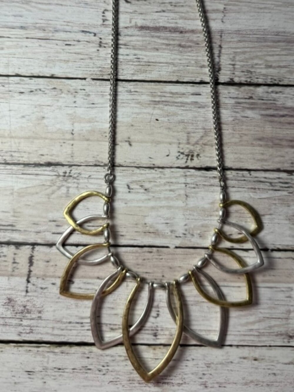 Lucky Brand Gold and Silver Layered "leaf" Pendant Necklace